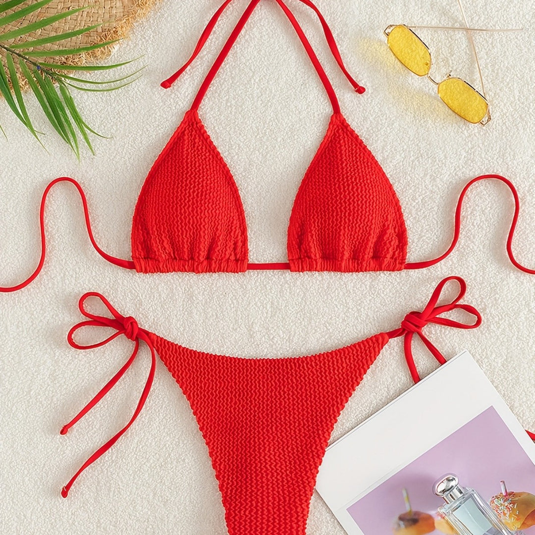 Women Triangle Bikini Set with Adjustable Ties Mune Fashion