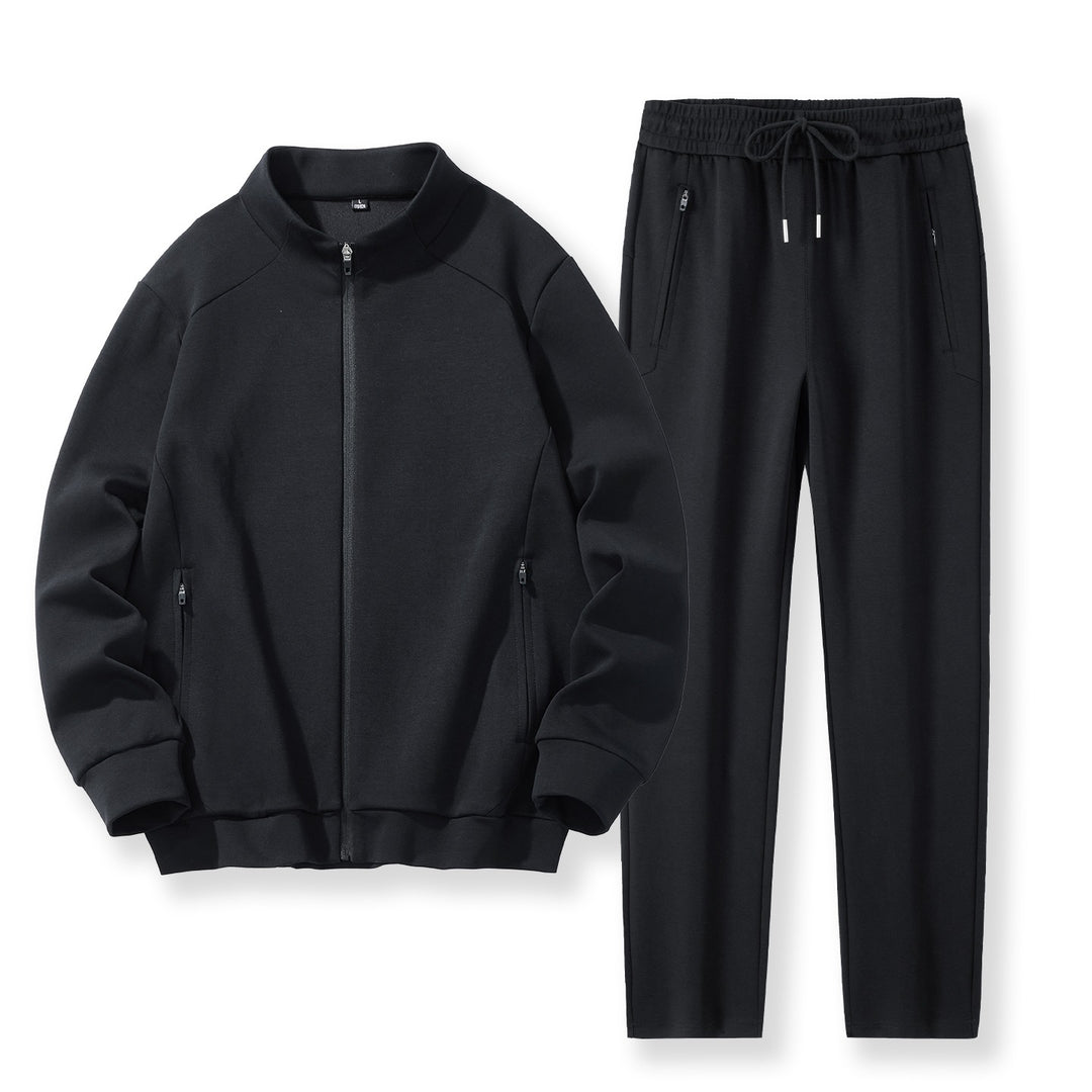 Men's Two-Piece Performance Training Set with Stand-Up Collar Zip Jacket and Tapered Jogging Pants Mune Fashion