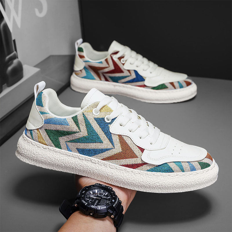 Women's Fashion Sneakers with Colorful Zigzag Pattern and Comfortable Cushioning Mune Fashion