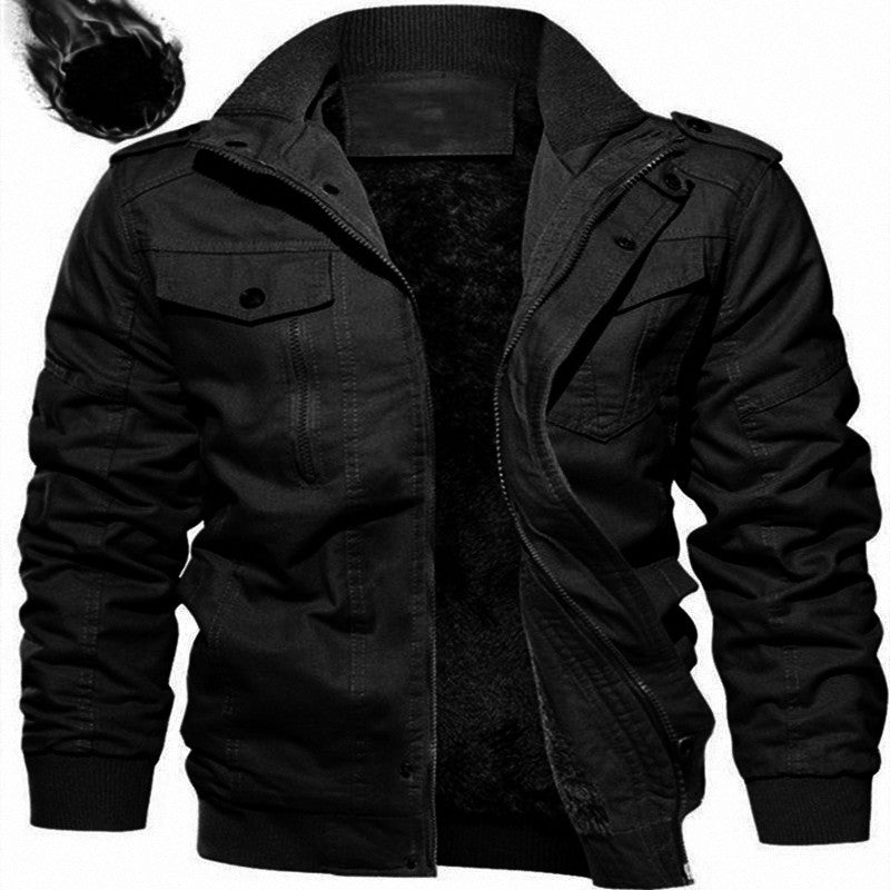Men's Insulated Canvas Field Jacket with Teddy Lining and Shoulder Flaps Mune Fashion