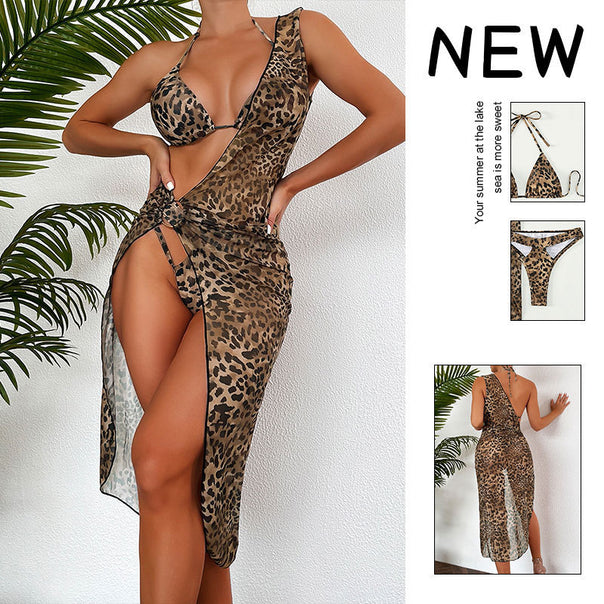 Women's Triangle Bikini with Transparent Beach Cover-Up Mune Fashion