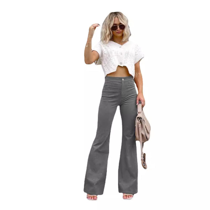 Women Stylish High-Waisted Flared Jeans Mune