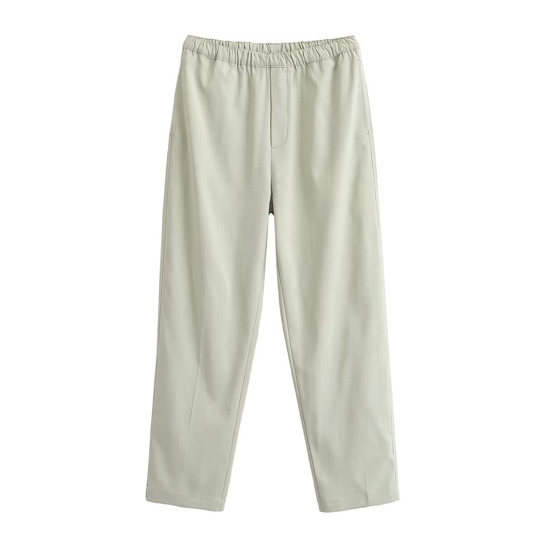Women's Relaxed Pants with Elastic Waistband and Straight Leg Mune Fashion