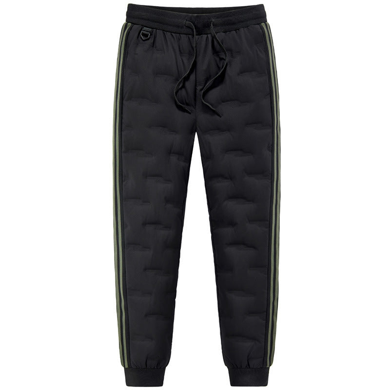 Men's Padded Quilted Jogging Pants with Thermal Insulation and Contrast Stripes Mune Fashion