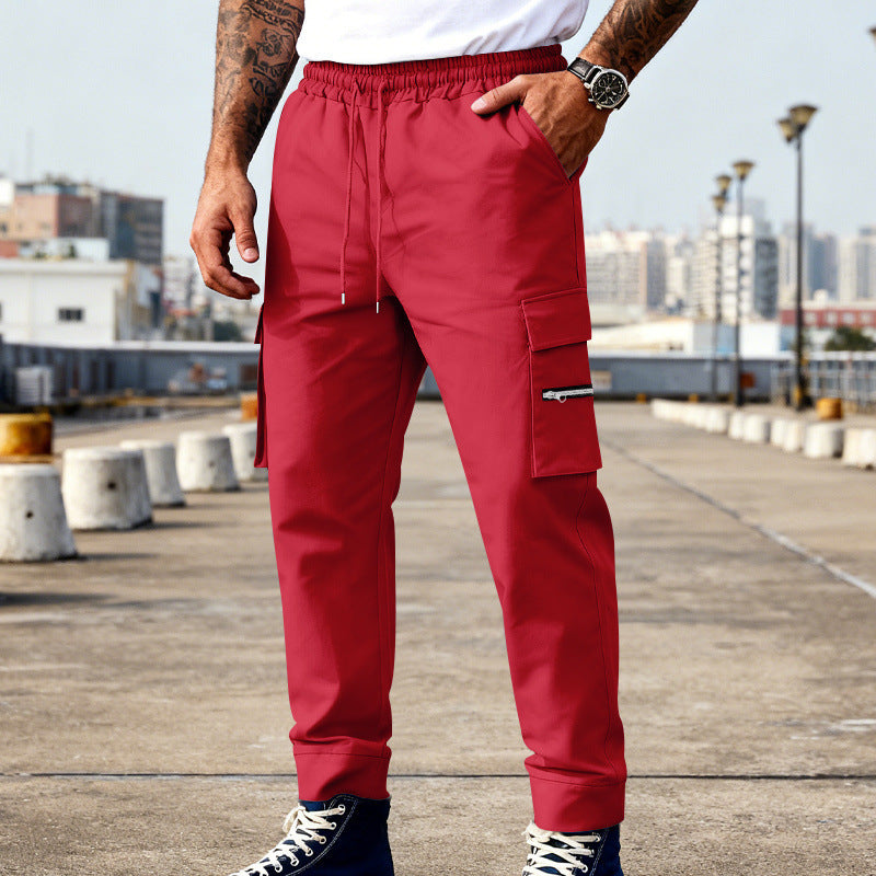 Men's cargo joggers with elastic waistband, drawstring and zippered pockets Mune Fashion