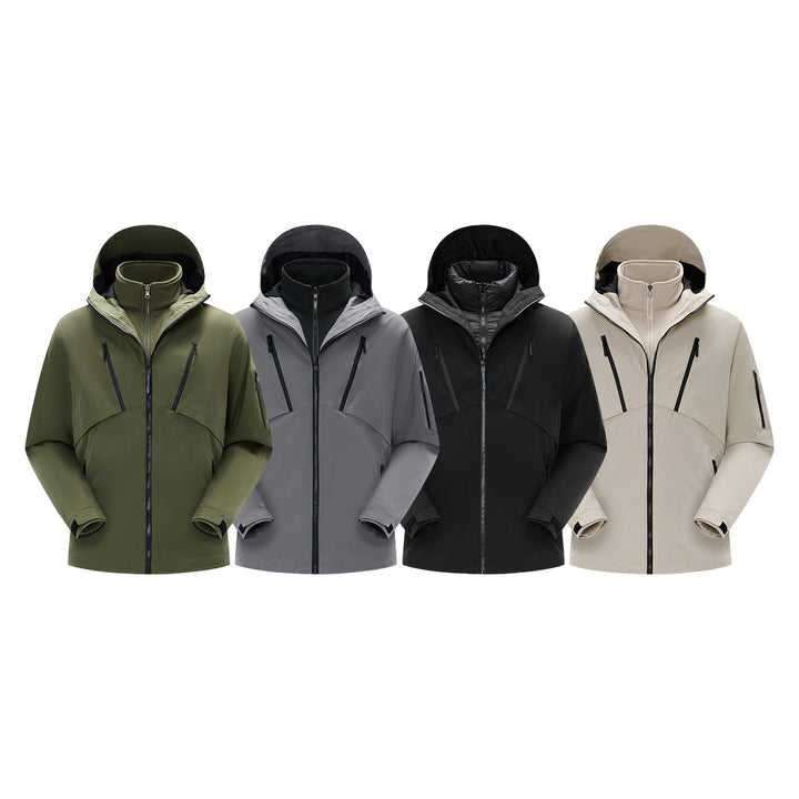 Men's Technical Softshell Jacket with Hood, Water-Repellent Membrane and Multiple Zipper Pockets Mune Fashion