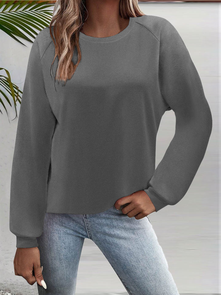 Women's Casual Round Neck Sweatshirt with Raglan Sleeves and Elastic Cuffs Mune Fashion