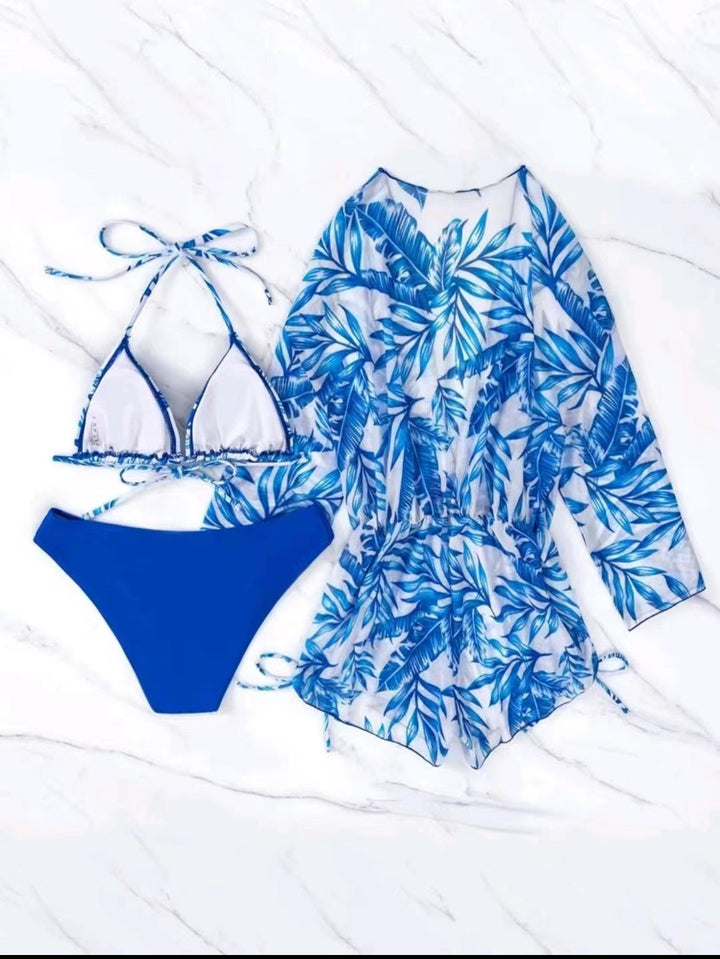 Women's beach outfit set with combined bikini and casual kaftan Mune Fashion