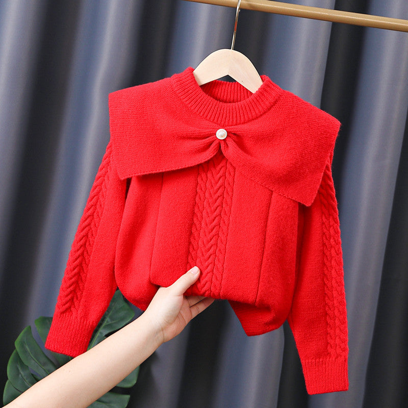 Women's sweater with trendy collar and cable knit pattern Mune Fashion