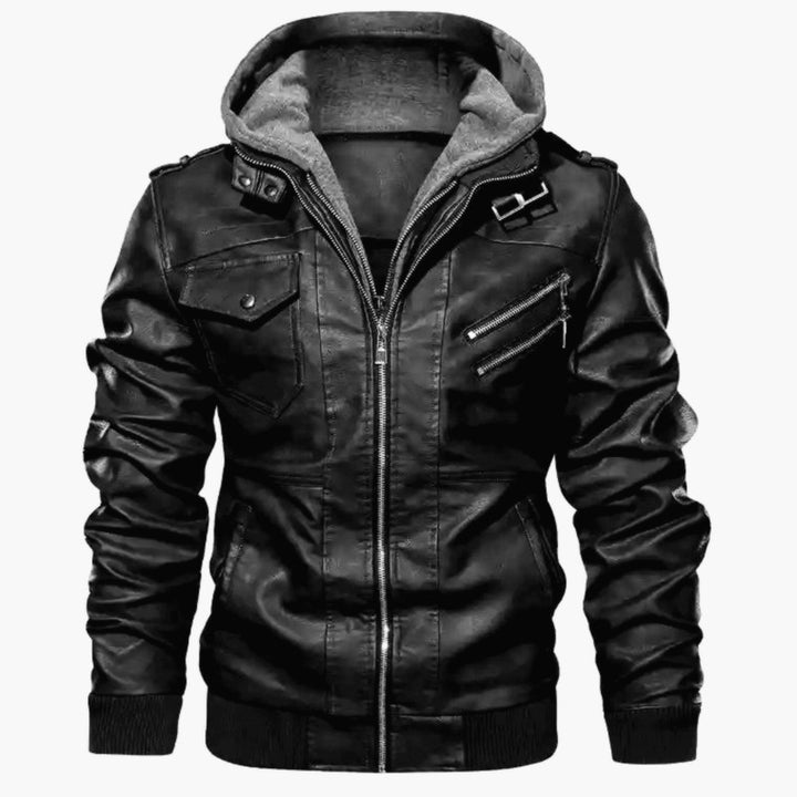 Men's faux leather jacket with removable hood Mune Fashion