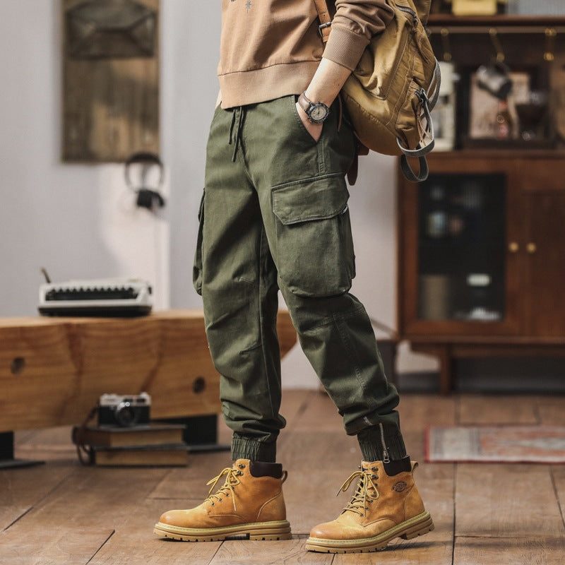 Men's Cargo Jogging Pants with Toggle Pockets, Drawstring Waistband and Gathered Cuffs Mune Fashion