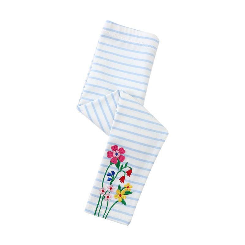 Girl leggings with colorful flower embroidery design Mune Fashion