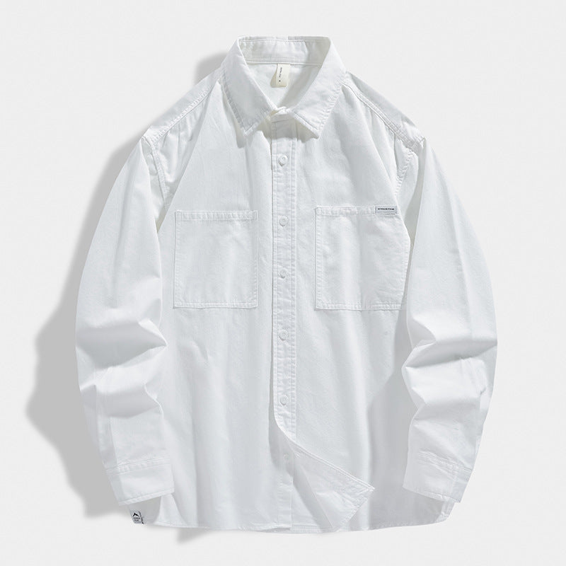 Men's Oversized Cotton Shirt with Double Chest Pockets and Relaxed Fit Mune Fashion