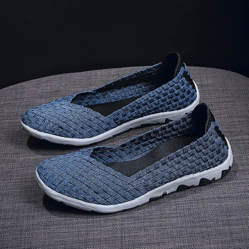 Women's knitted slip-on casual shoe with braided upper material and non-slip flexible sole Mune Fashion