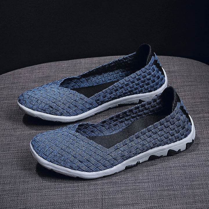 Women's knitted slip-on casual shoe with braided upper material and non-slip flexible sole Mune Fashion