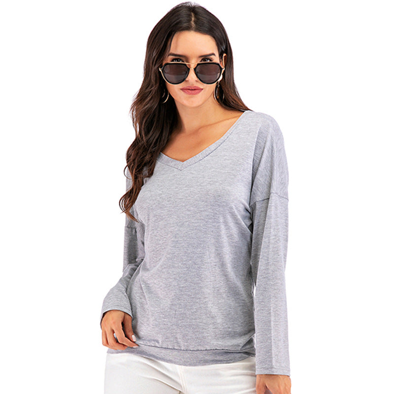 Women's Long Sleeve Top with Draped Back Cut-Out and Oversized Fit Mune Fashion