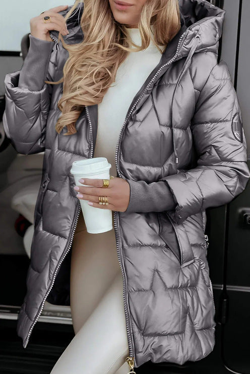 Women's quilted puffer coat with hood tailored silhouette and thermal insulation Mune Fashion