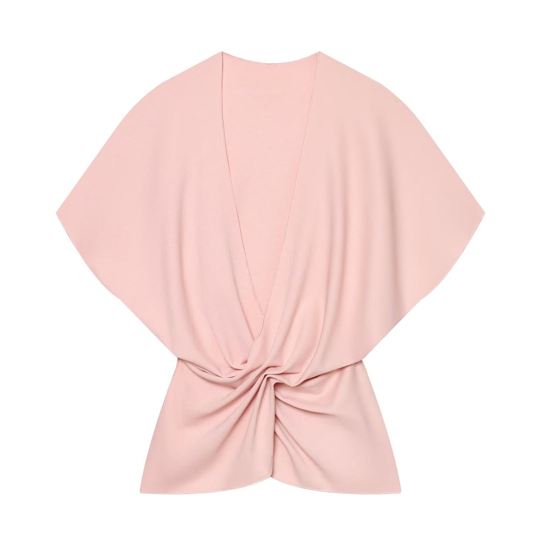 Women's Wrap Top with Kimono Sleeves and Twist Detail Mune Fashion