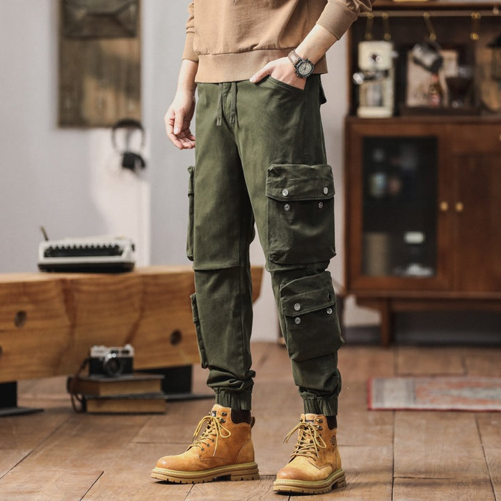 Men's cargo pants with multifunctional flap pockets and elastic hem Mune Fashion