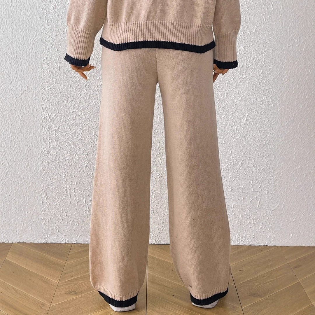 Women's comfortable knit pants with floral appliqué design Mune Fashion