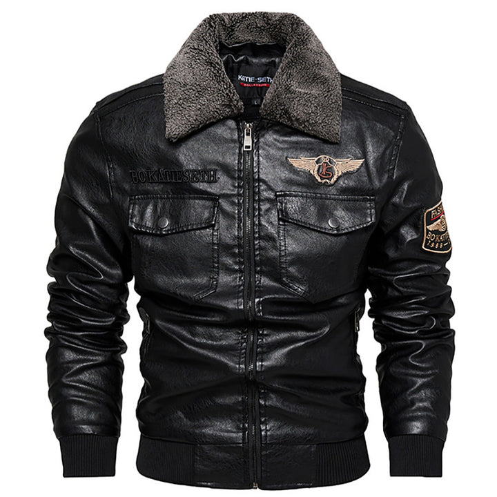 Men's Casual Faux Leather Jacket with Soft Teddy Lining Mune Fashion