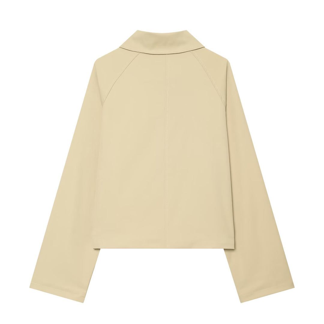 Ladies Cropped Transition Jacket with Raglan Sleeves and Horn Button Placket Mune Fashion