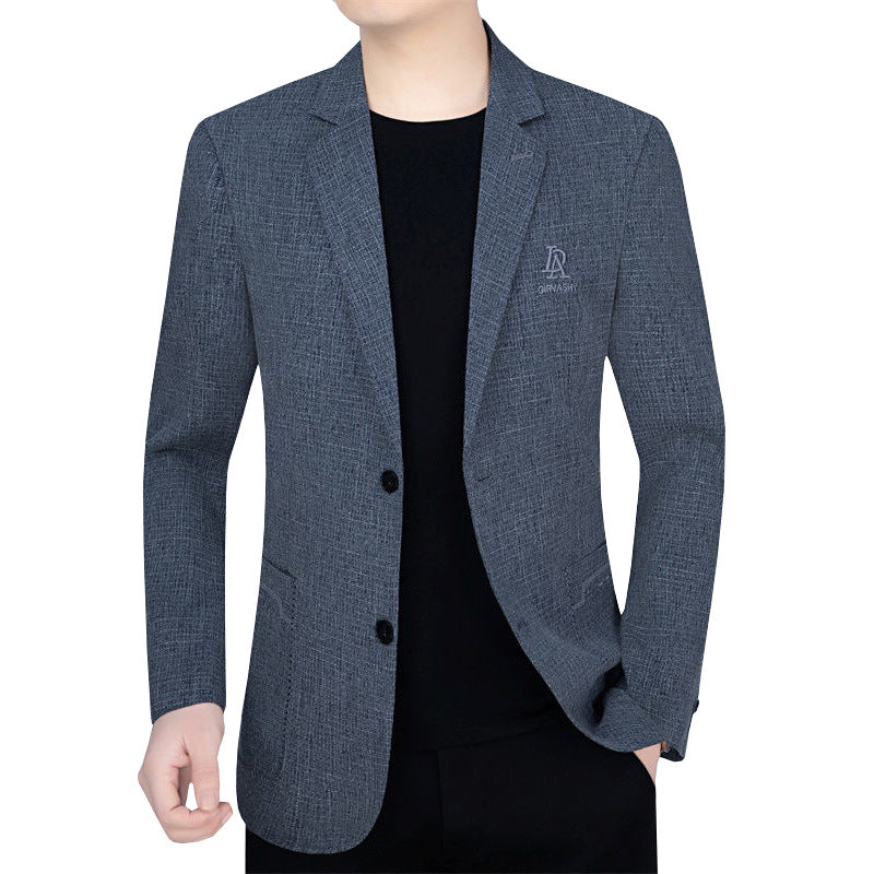 Men's slim fit single-breasted city blazer with textured wool blend Mune Fashion