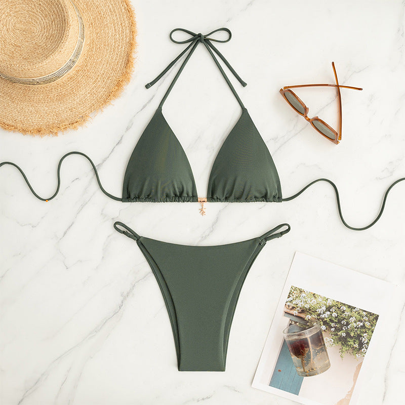 Women's triangle bikini set with narrow straps and adjustable bottoms Mune Fashion