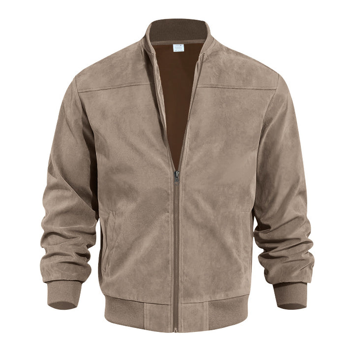 Men's sporty bomber jacket made of microfiber with zipper and ribbed hem Mune Fashion