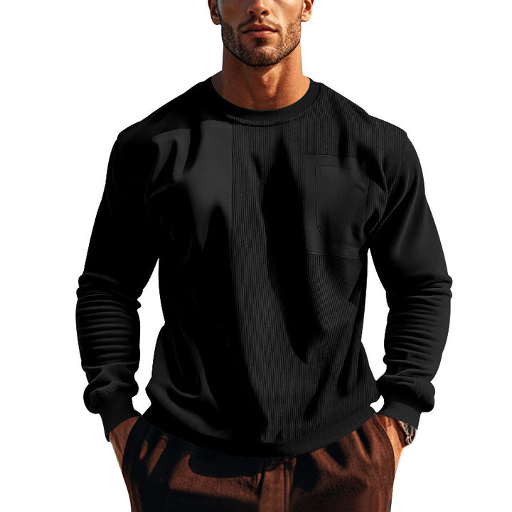 Men's Structured Sweatshirt with Ribbed Panel and Chest Pocket Mune Fashion
