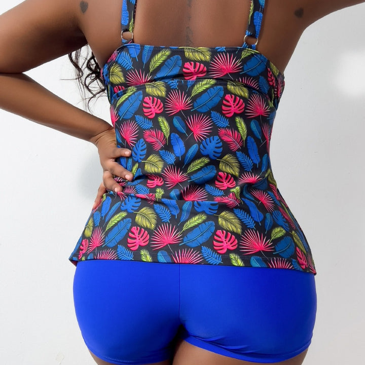 Women's tankini with colorful leaf design Mune Fashion