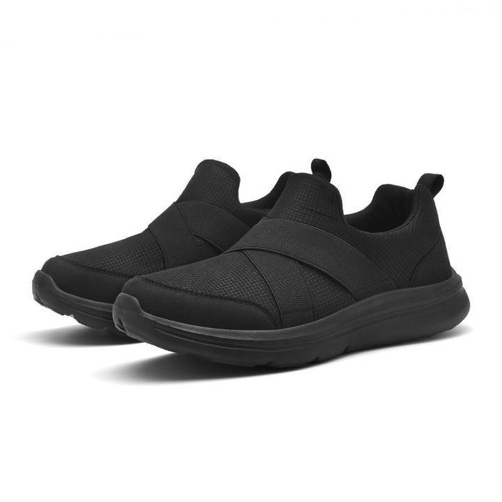 Women nan elastic Slip-On comfort sneaker with breathable knit upper, crossed stretch straps and cushioning EVA sole Mune Fashion