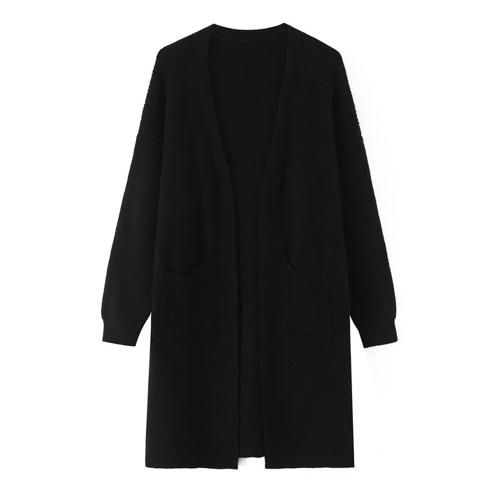 Women Long Oversized Knit Cardigan with Patch Pockets Mune Fashion