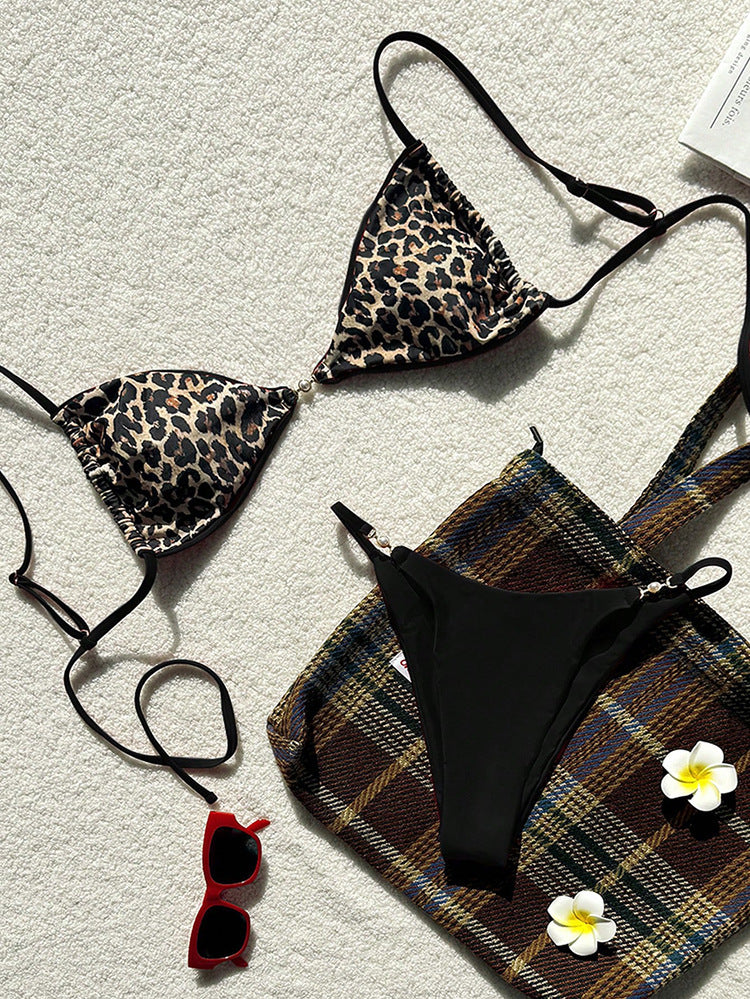 Women's triangle bikini with exciting animal print and adjustable straps Mune Fashion
