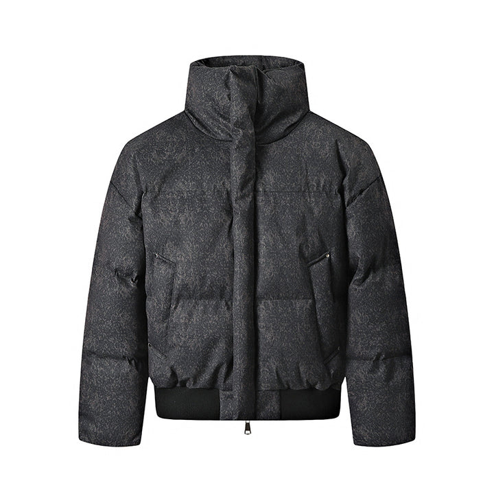 Men's short padded quilted jacket with high stand-up collar and matte structured optics Mune Fashion