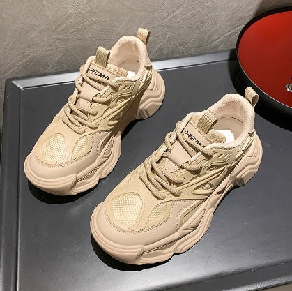 Unisex eye-catching chunky sneakers with breathable mesh upper, padded heel chamber, and sculpted platform heel Mune Fashion