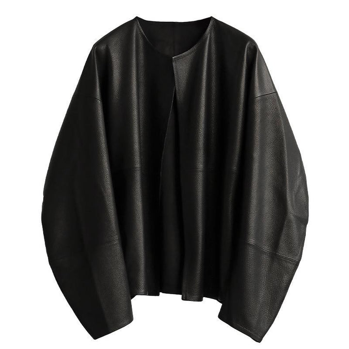 Women Oversized Leather Jacket Mune Fashion