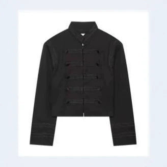 Women's cropped military-style jacket with double-breasted and decorative quilting details Mune Fashion