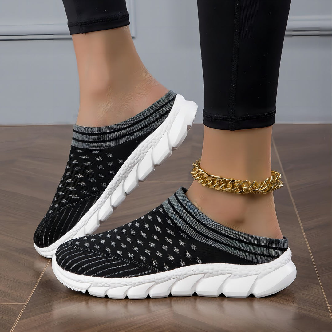 Women's nano sock-like comfort slippers with point-elastic knitted upper, segmented cushioning sole, and soft comfort insole Mune Fashion
