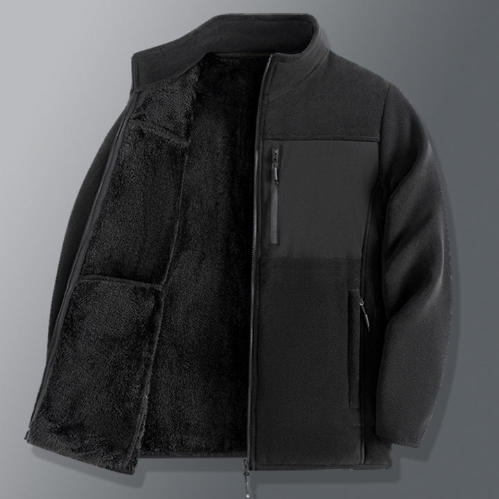 Men's functional thermo fleece jacket with soft teddy inner lining, chest zip pocket and two-way zipper Mune Fashion