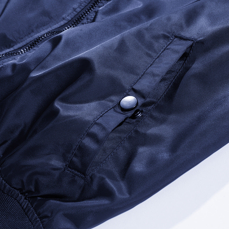 Men's Wind and Water Resistant Nylon Bomber Jacket with Ribbed Cuffs and Sleeve Pocket Mune Fashion
