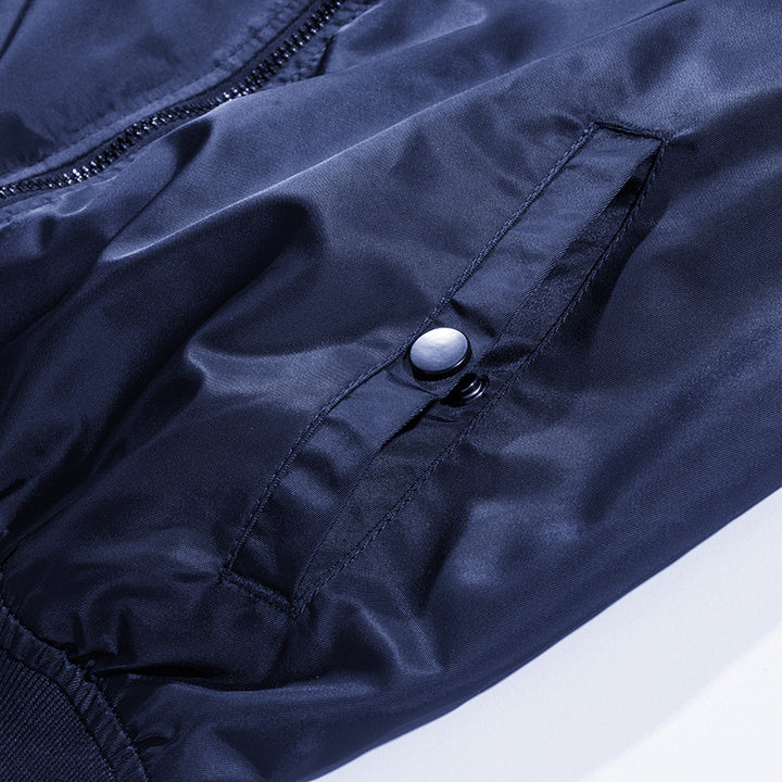 Men's Wind and Water Resistant Nylon Bomber Jacket with Ribbed Cuffs and Sleeve Pocket Mune Fashion