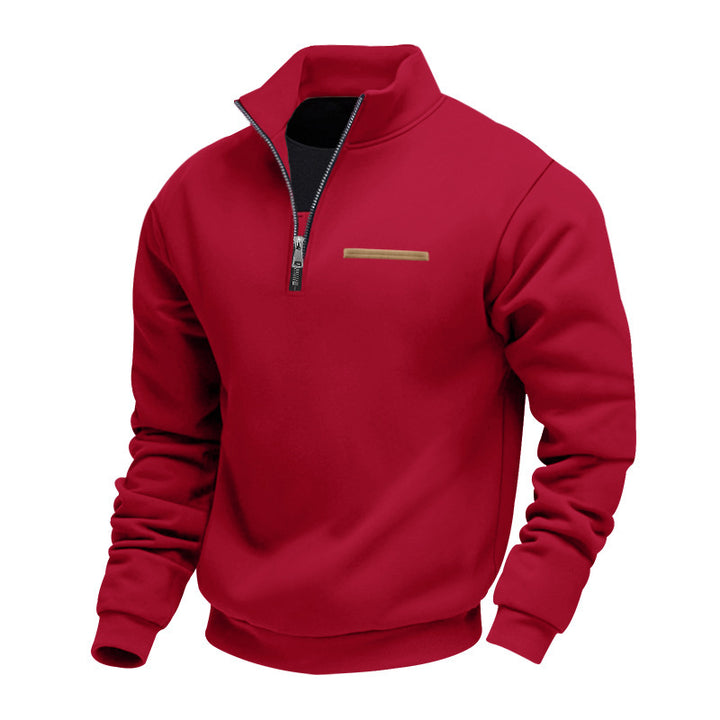 Men's Nan Sweatshirt with Half Zip, Stand Collar and Chest Welt Pocket Mune Fashion