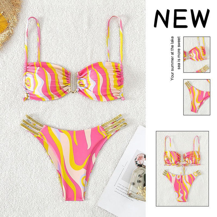Women's Triangle Bikini with elegant ruffle detail and glittering straps Mune Fashion
