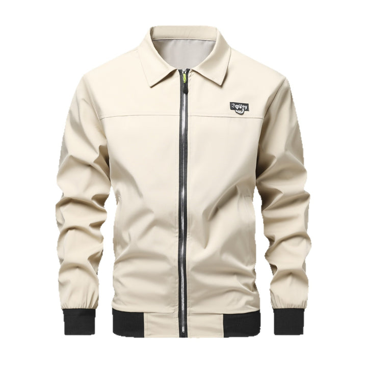 Men's Collar-Zip Blouson made of softshell with ribbed cuffs & Smiley patch Mune Fashion
