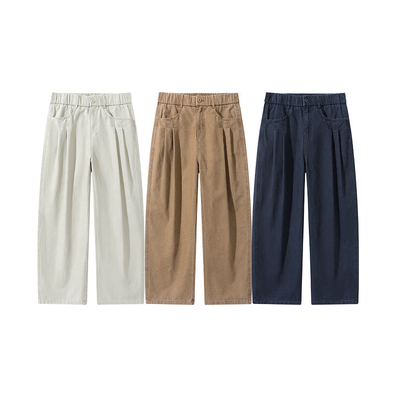 Damen Weite High‑Waist Stoffhose mit Bundfalten und elastischem Saum Mune Fashion