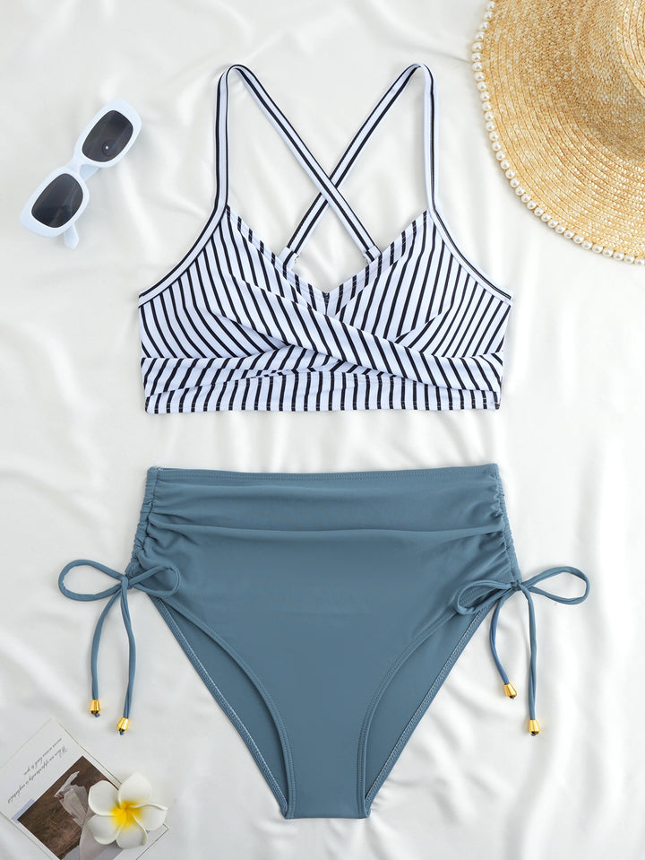 Women's High-Waisted Bikini Set with Wrap Top Mune Fashion