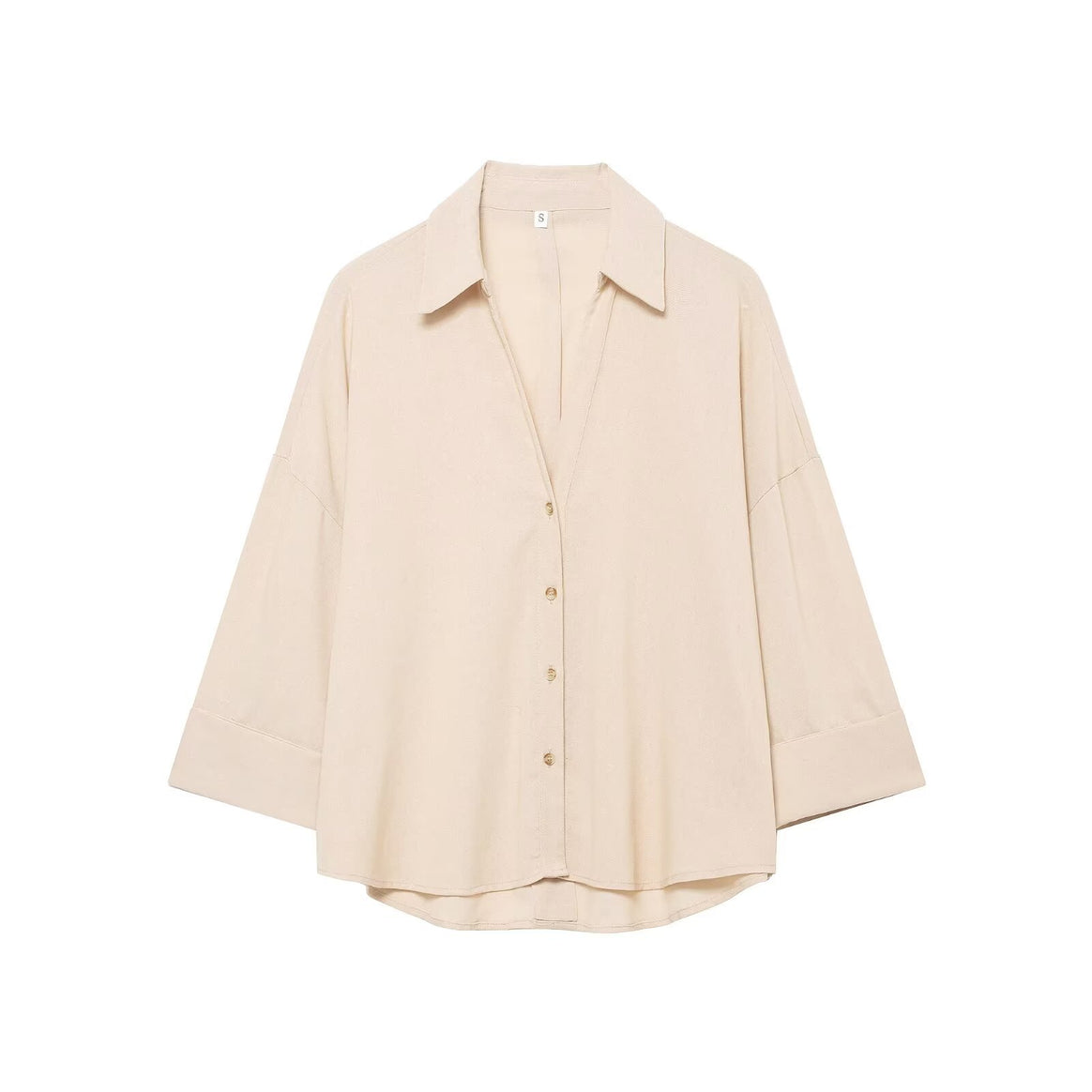Women Oversized Shirt Blouse with Boxy Silhouette, Wide Kimono Sleeves and Rounded Hem Mune Fashion