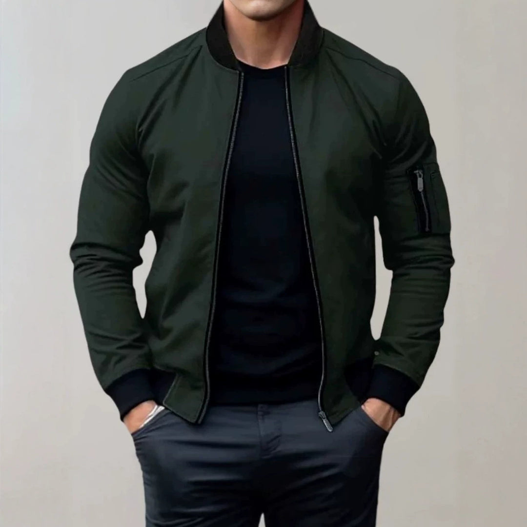 Men's Fashion Bomber Jacket with Zipper