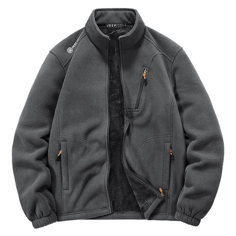 Men's thermal fleece jacket with Sherpa lining, stand-up collar and zippered pockets Mune Fashion